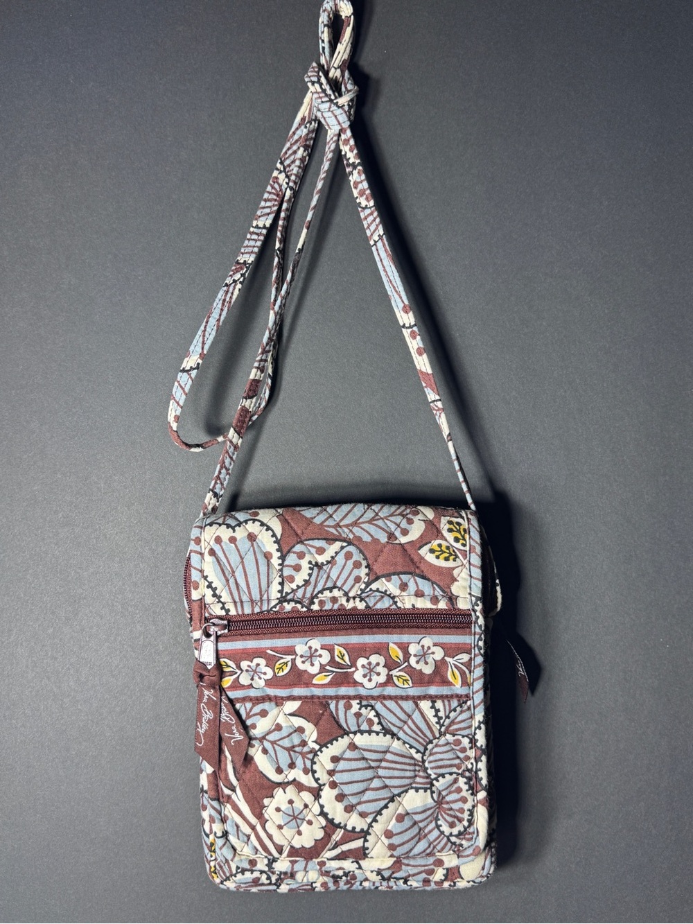 Vera Bradley Slate Bloom Floral Quilted Boho Casual Crossbody Bag Cotton Purse